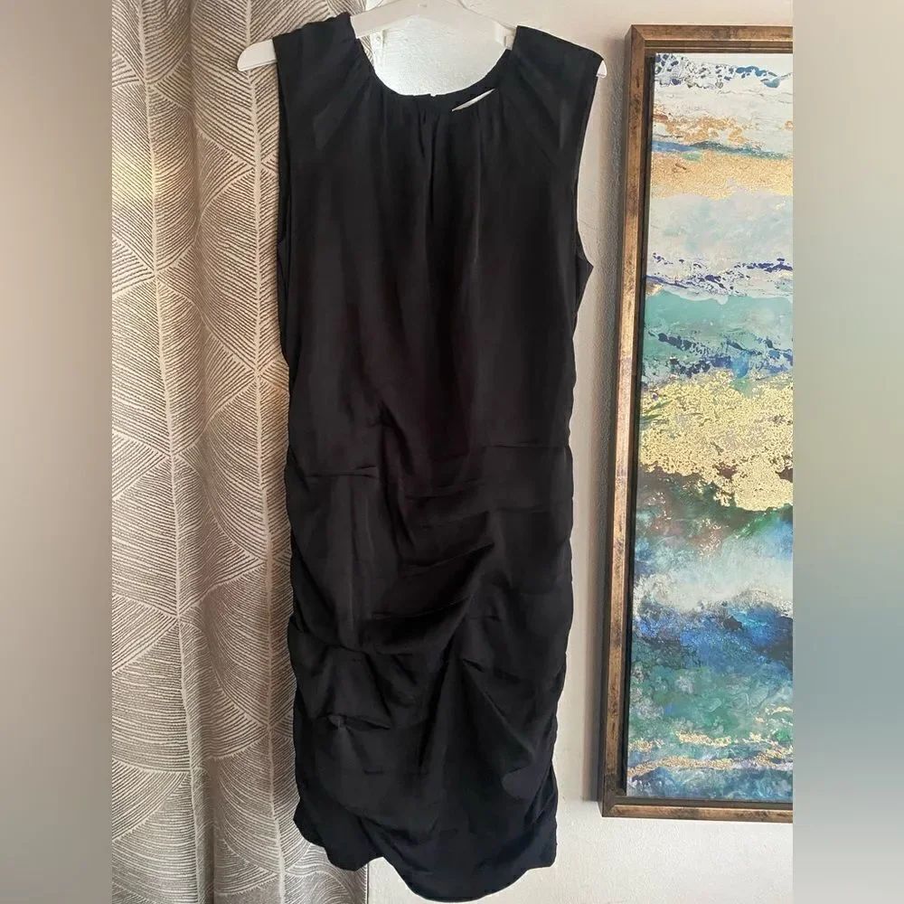 Diane Von Furstenberg Mini Dress Sz 6 Black Ruched Sleeveless Pencil Dress Zip